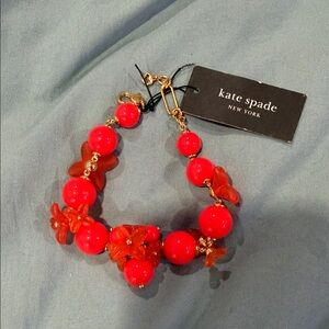 Kate Spade Vibrant Orange Floral Beaded Bracelet